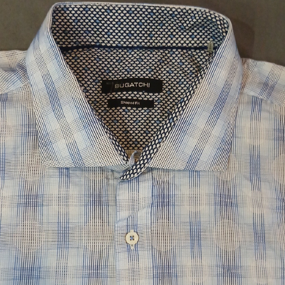 Bugatchi Men's Light Blue Plaid Shirt